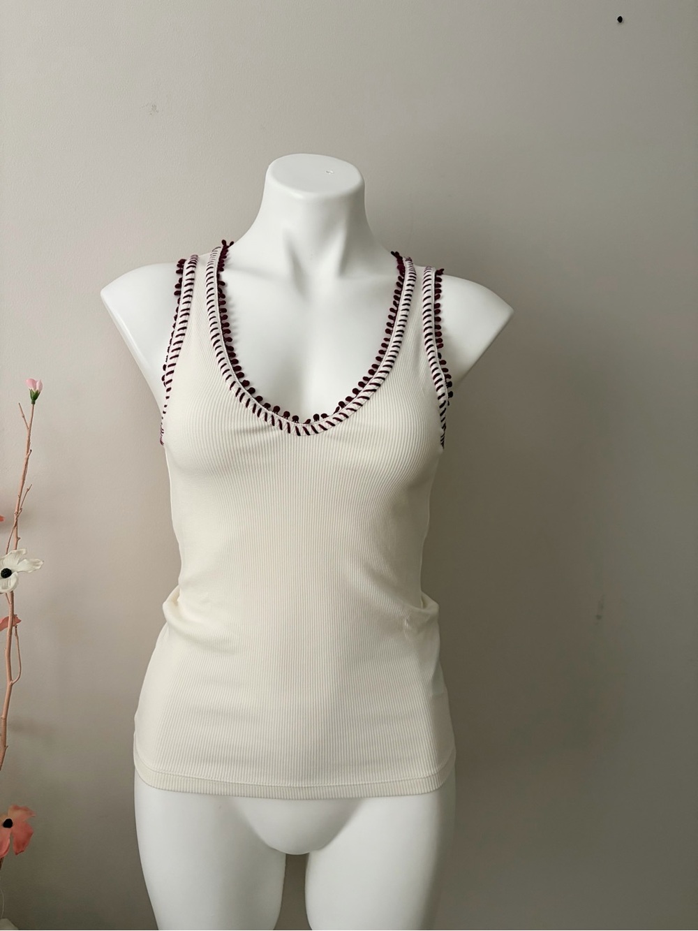 J Crew Perfect rib V-neck tank top with hand-stitched trim